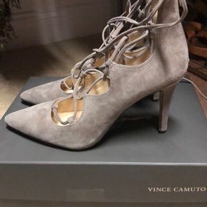 Vince Camuto barsha suede lace up heels 👠
